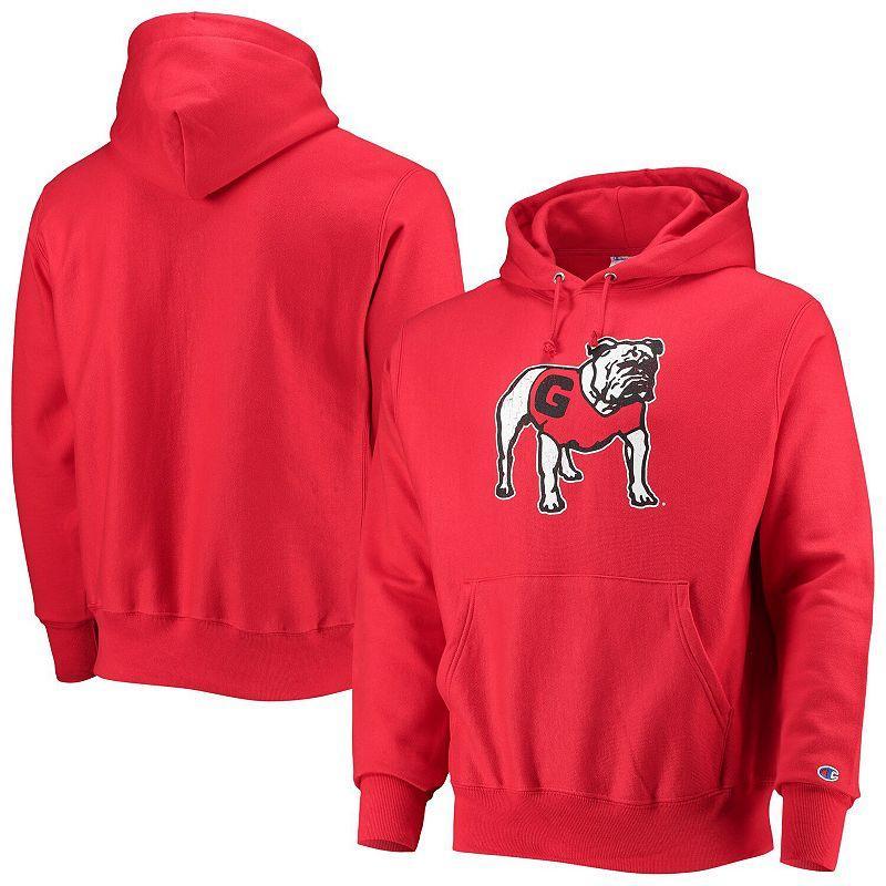 Mens Champion Red Georgia Bulldogs Vault Logo Reverse Weave Pullover Hoodie Product Image