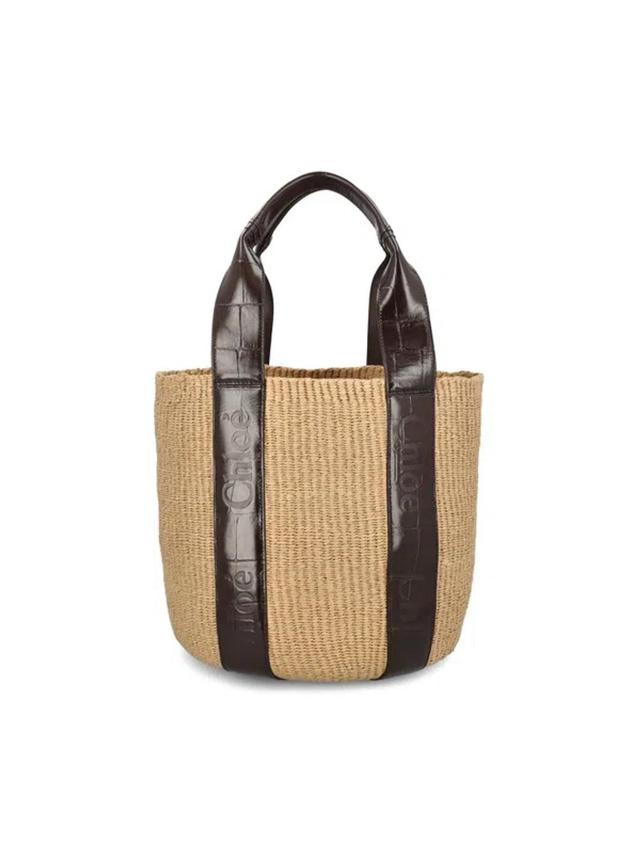 Large Woody Tote Bag In Beige Product Image