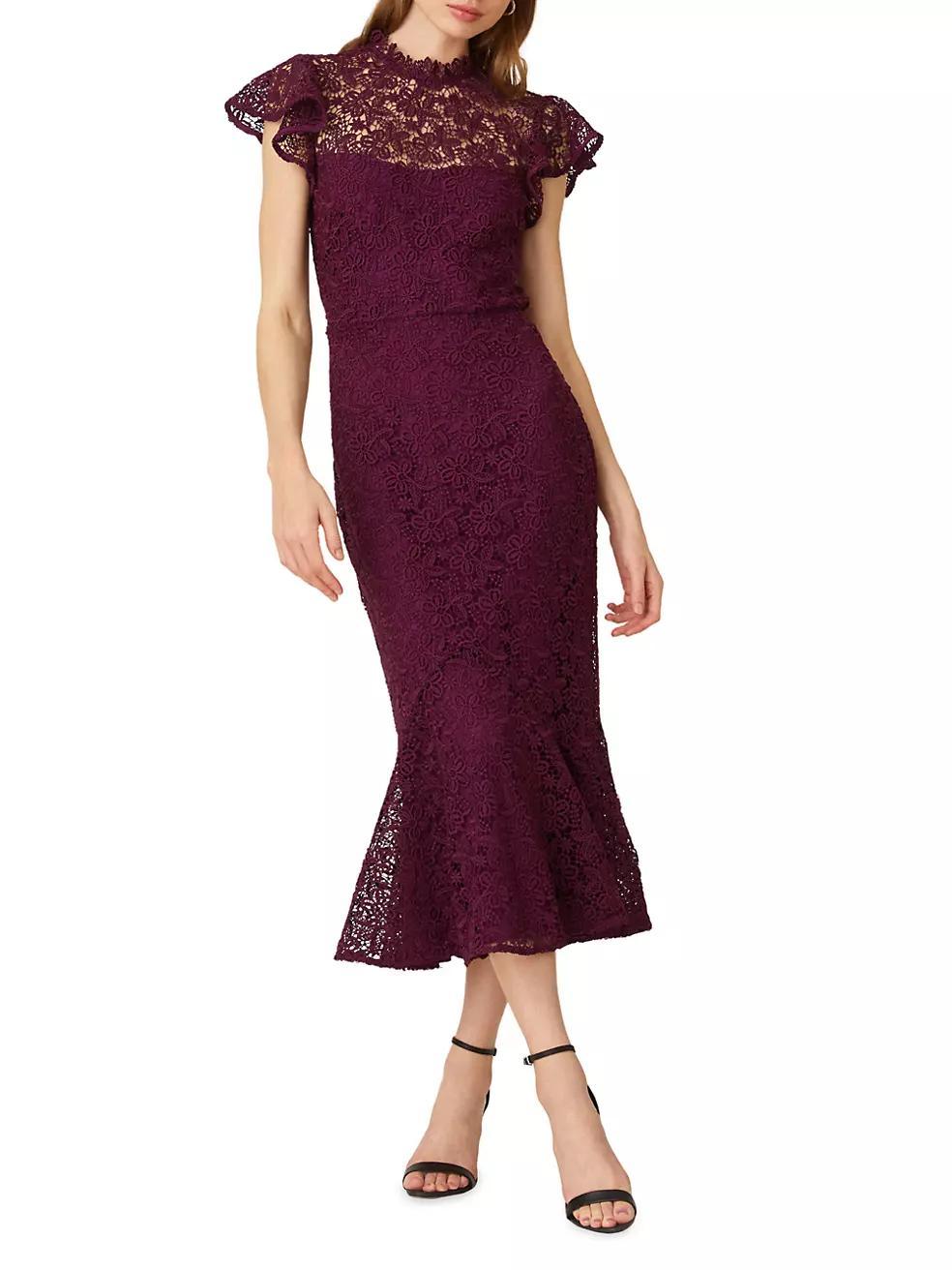 Lea Lace Flounce Midi-Dress Product Image