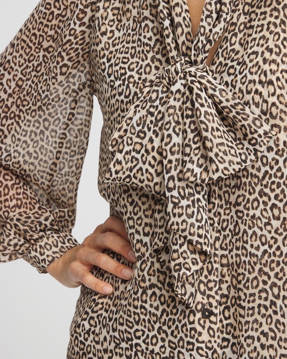 Leopard Print Bow Blouse Product Image