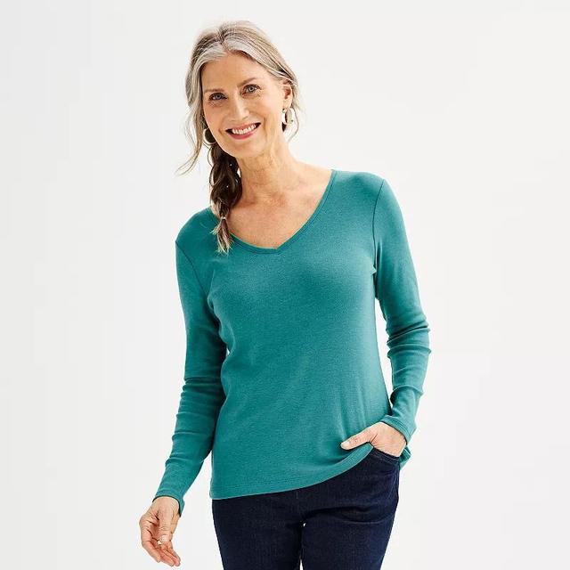 Womens Croft & Barrow Essential Long Sleeve V-Neck Tee Product Image