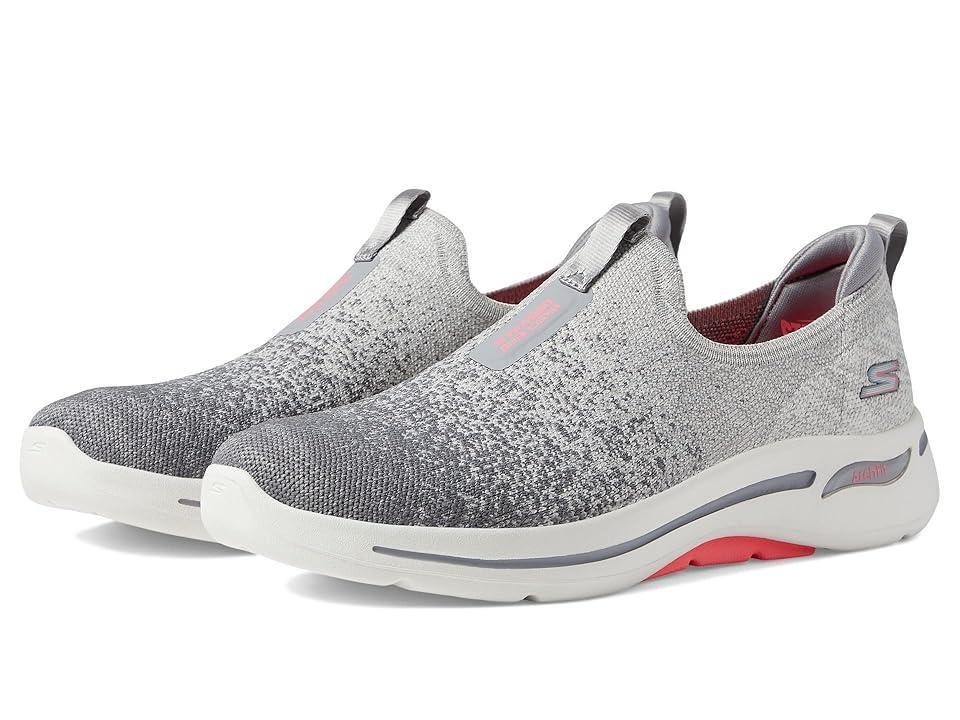 SKECHERS Performance Go Walk Arch Fit - Lunar Views (Gray/Coral) Women's Shoes Product Image