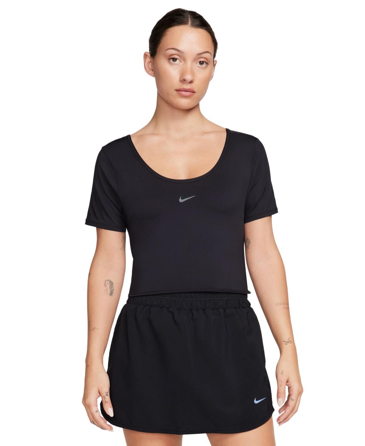 Nike Womens One Classic Dri-fit Short-Sleeve Cropped Twist-Back Top - White Product Image