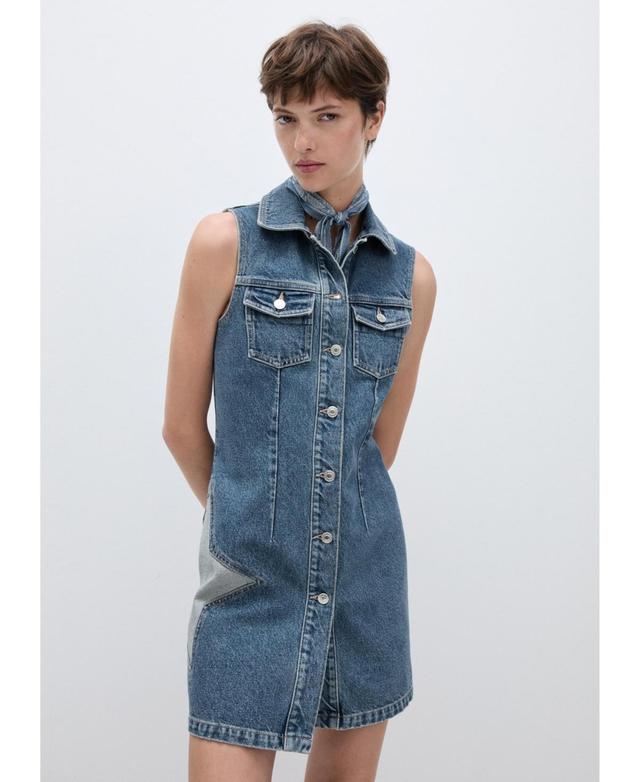 Mango Womens Star Denim Dress Product Image