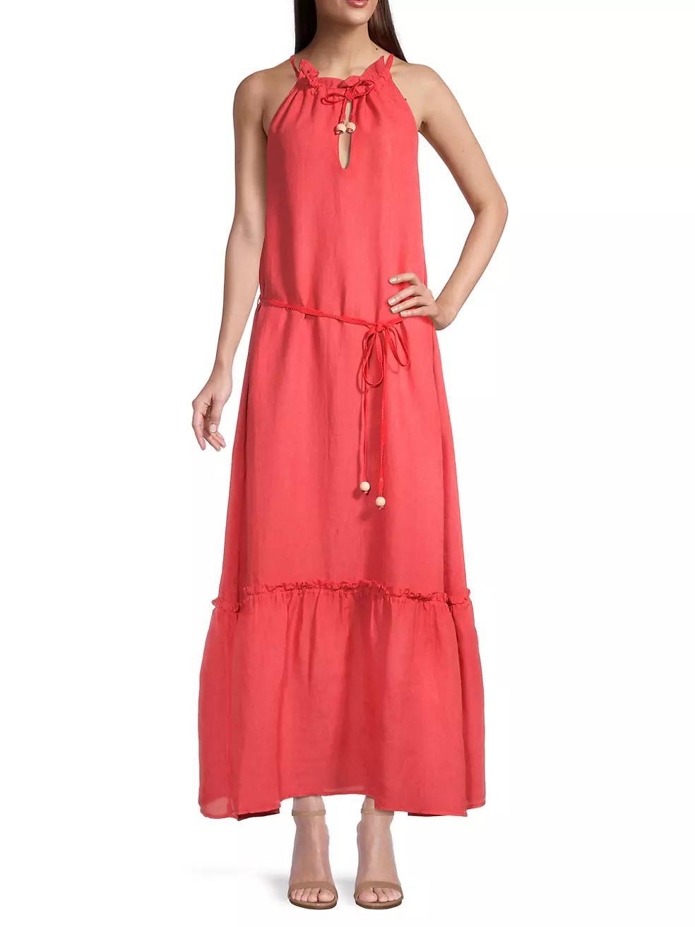 Ruffled Linen Halter Dress product image