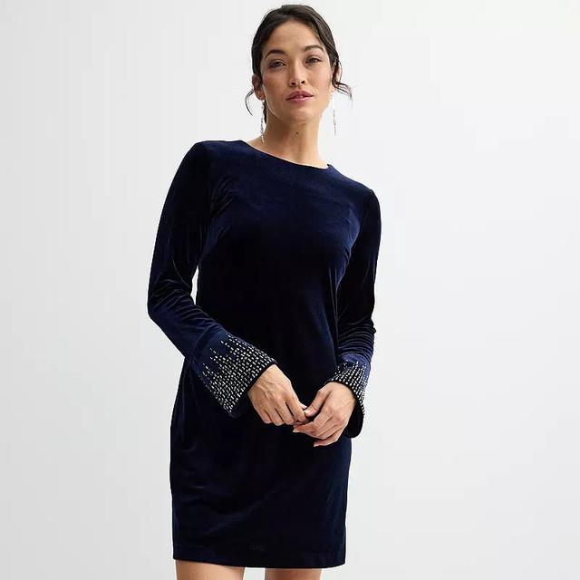 Womens Harper Rose Long Bell Sleeve Shift Short Dress Blue Product Image