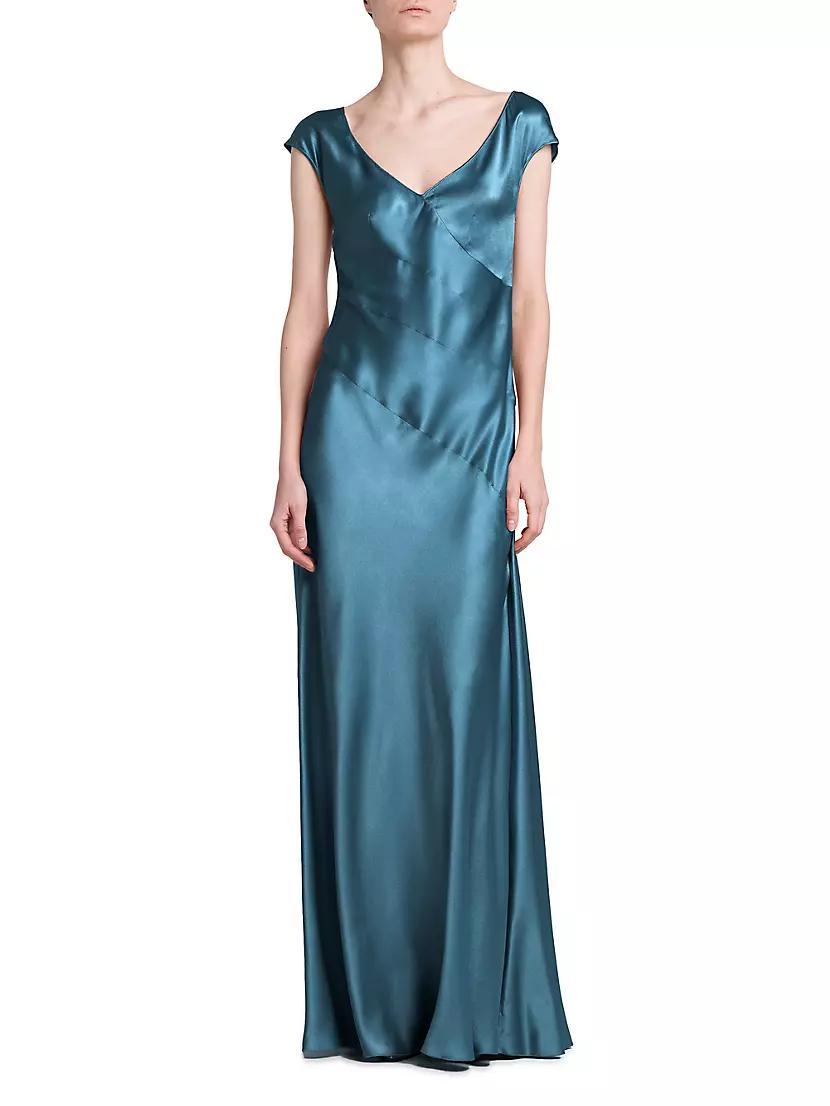 Cap Sleeve Satin Dress Product Image