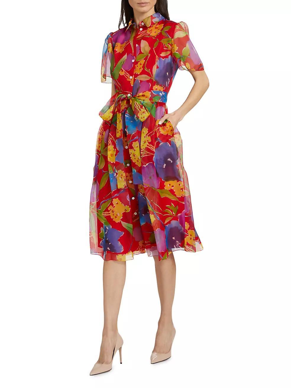 Floral Silk Shirtdress Product Image