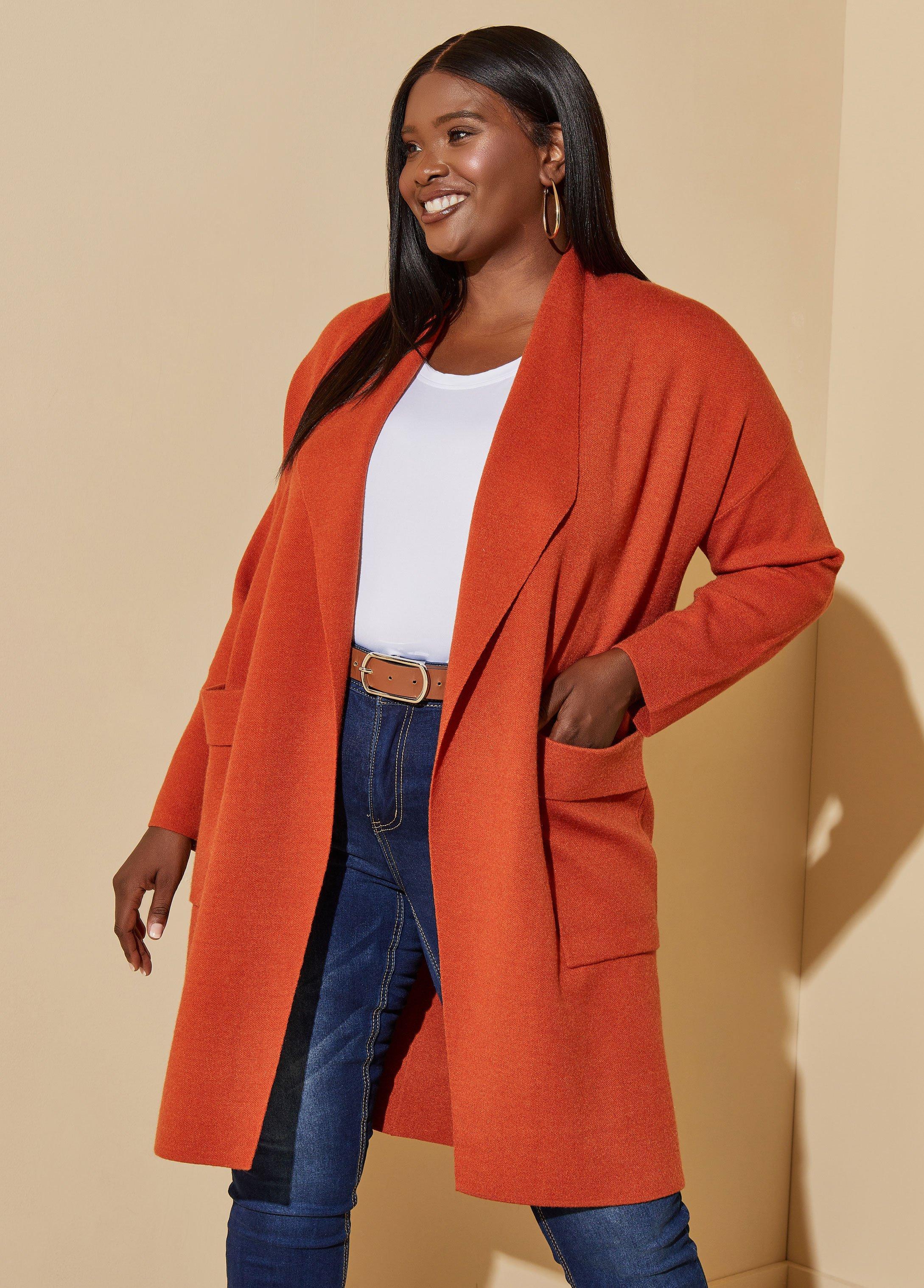 Plus Size Shawl Collared Cardigan, - Ashley Stewart Product Image