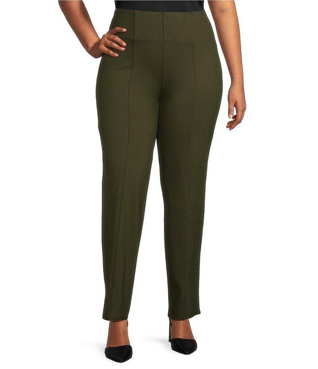 Slim Factor by Investments Plus Size Ponte Knit No Waist Slim Straight Pants Product Image