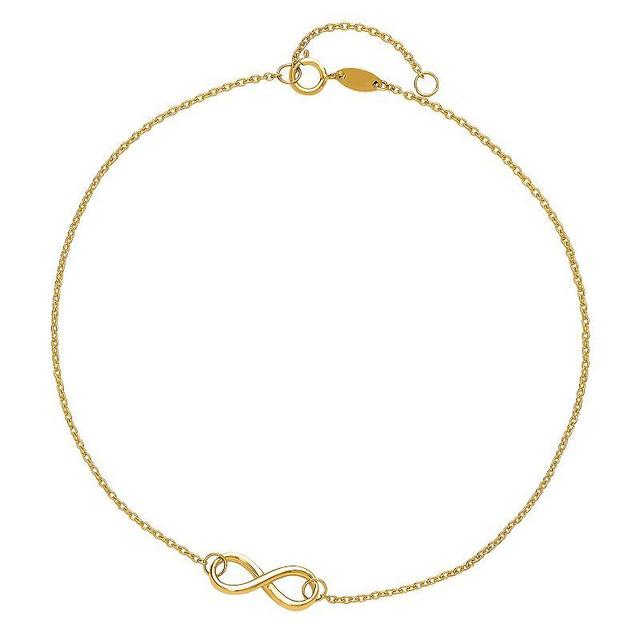 14k Gold Infinity Charm Anklet, Womens Product Image