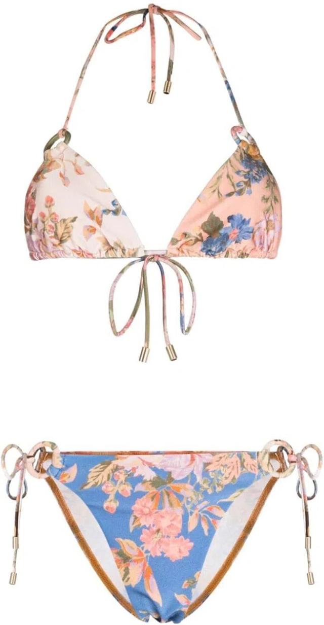 ZIMMERMANN August Spliced Ring Tie Bikini Set In Multicolour Product Image