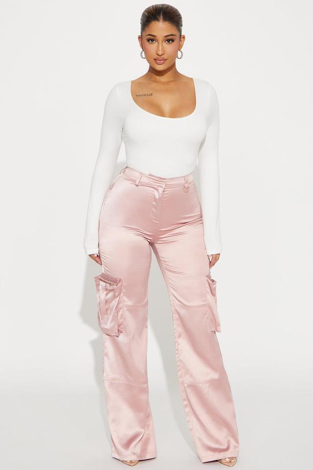 Happy With You Satin Cargo Pant - Mauve Product Image