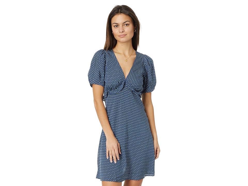 Madewell Puff-Sleeve Ruffle Mini Dress in Polka Dot (Curfew) Women's Dress Product Image