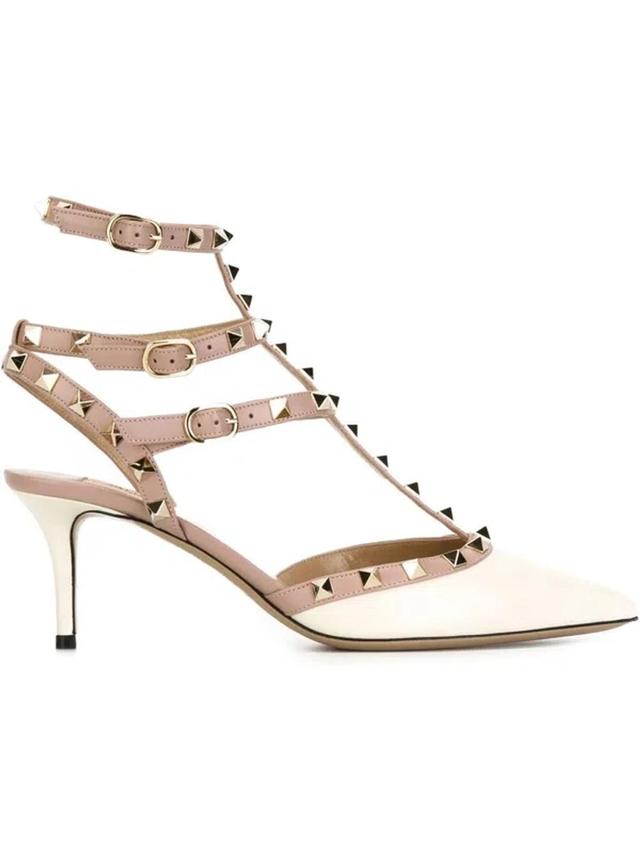 VALENTINO GARAVANI Rockstdu Leather Pumps In White Product Image