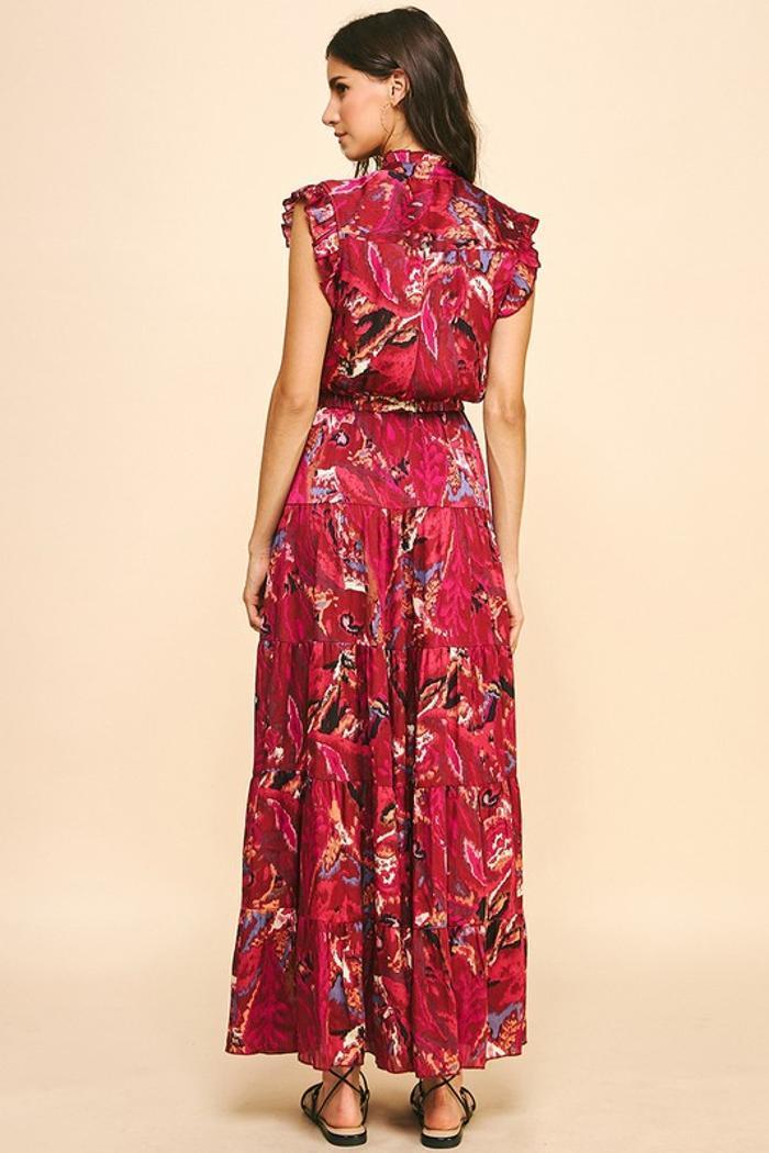 Satin Print Maxi Dress Product Image