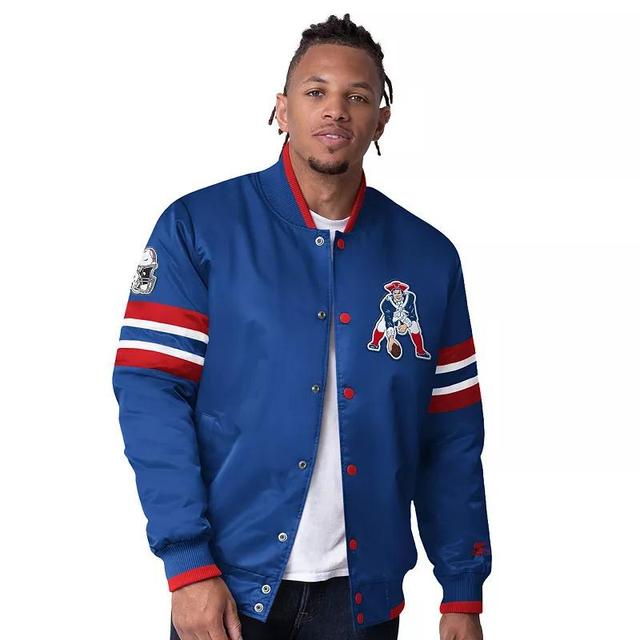 Mens Starter New England Patriots Vintage Logo Scout I Full-Snap Varsity Jacket Blue Product Image