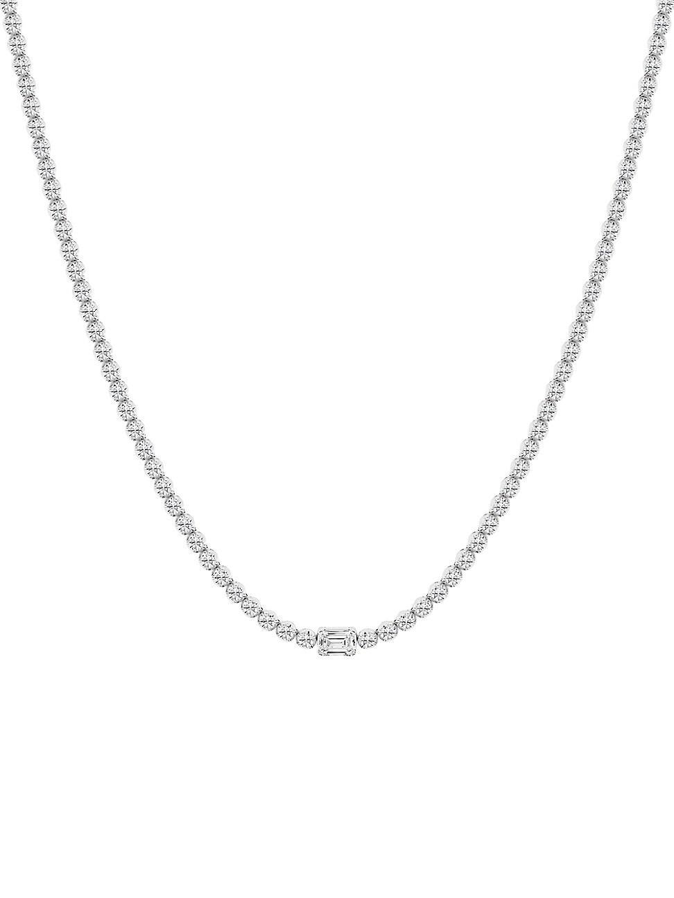 Womens 14K White Gold & 5.5 TCW Natural Diamond Tennis Necklace Product Image