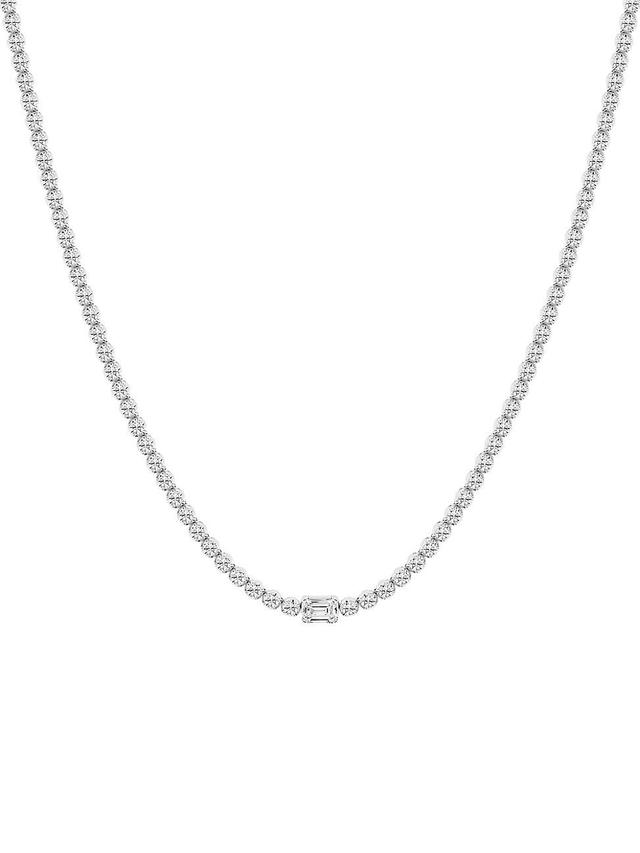 Womens 14K White Gold & 5.5 TCW Natural Diamond Tennis Necklace Product Image