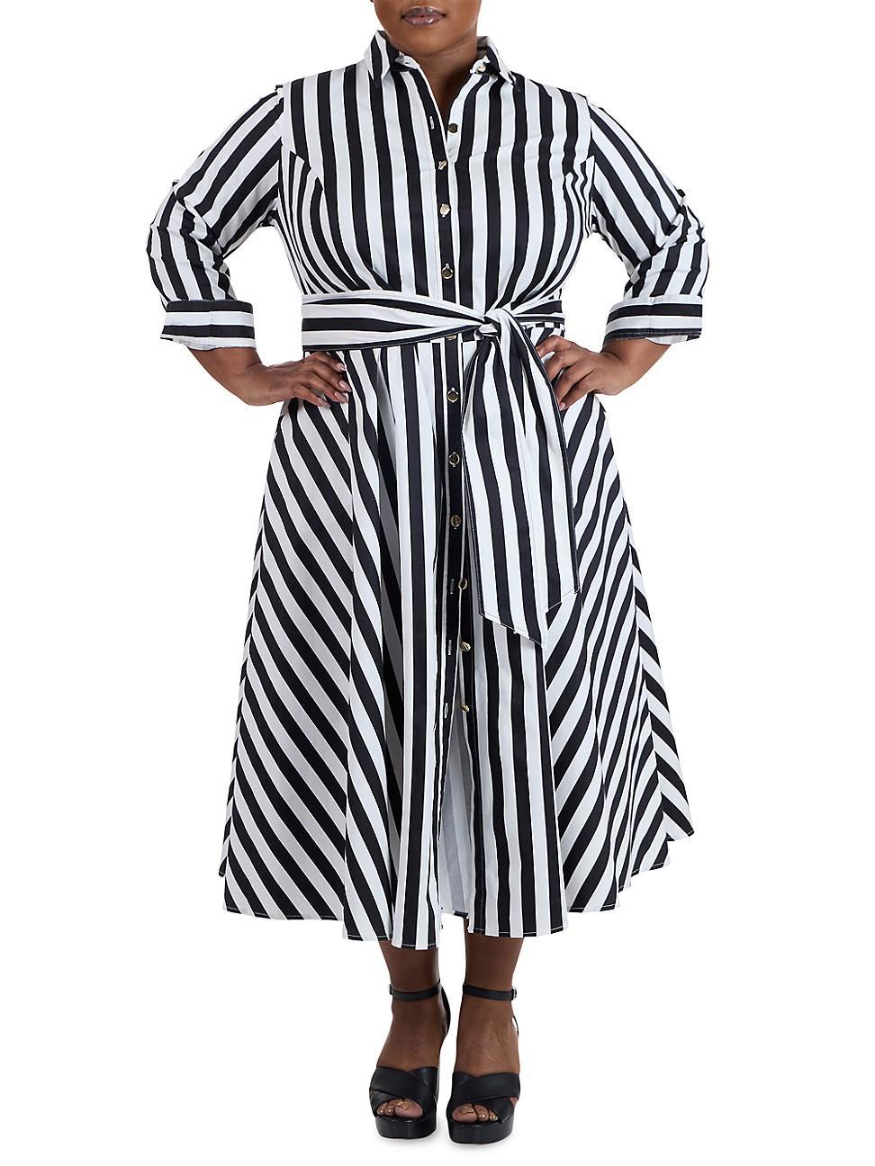 Womens Poplin Shirtdress Awning Stripe Product Image