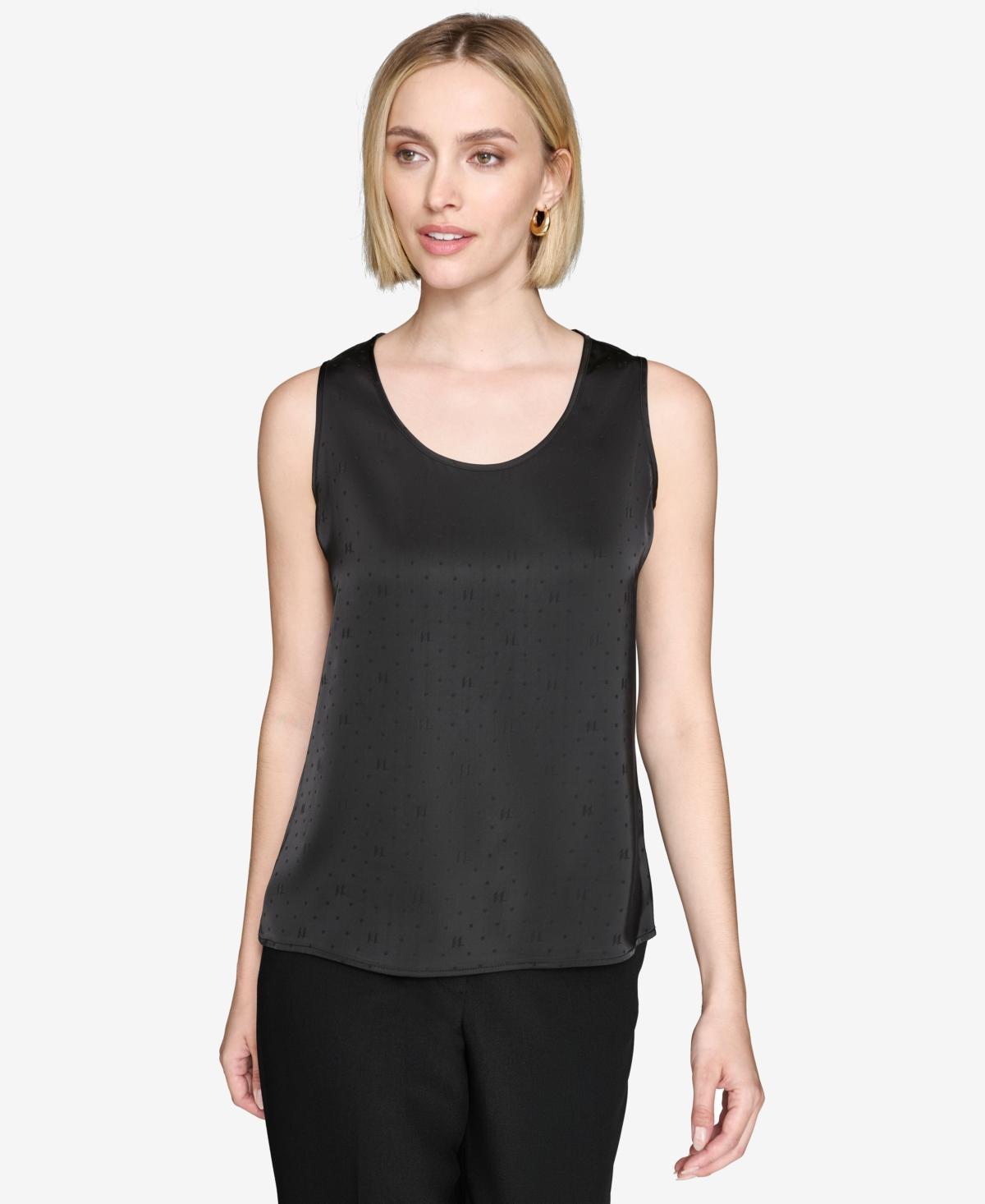 Karl Lagerfeld Paris Womens Jacquard Scoop-Neck Tank Top Product Image