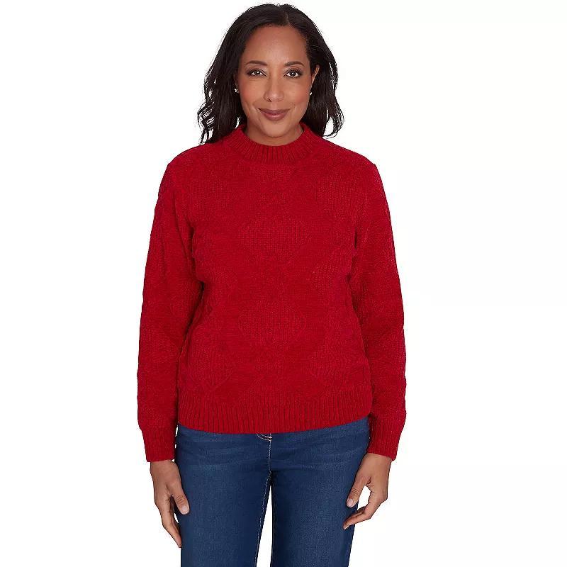 Petite Alfred Dunner Diamond Rib Chenille Turtleneck Sweater, Womens product image