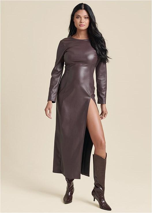 Faux Leather Column Dress Product Image