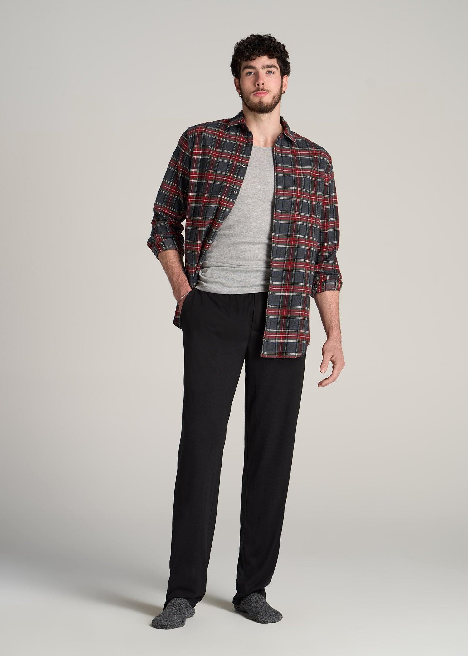 Lounge Pajama Pants for Tall Men in Black Male Product Image