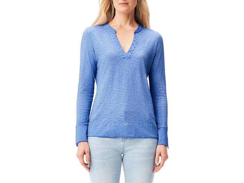 NIC+ZOE NZT Split Neck Long Sleeve Tee (Gulf) Women's Clothing Product Image