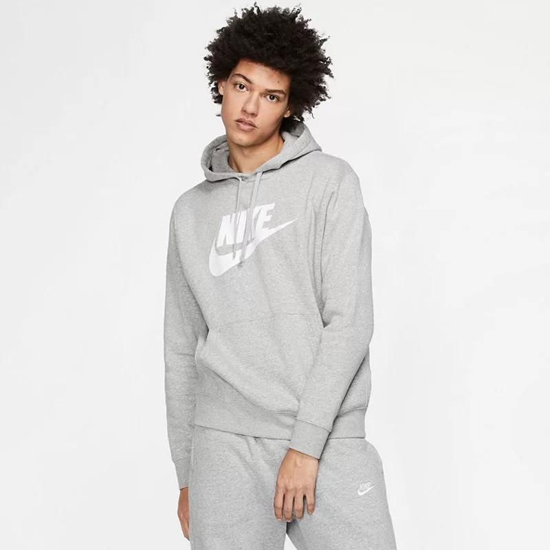 Mens Nike Sportswear Club Logo Pullover Hoodie Grey Product Image