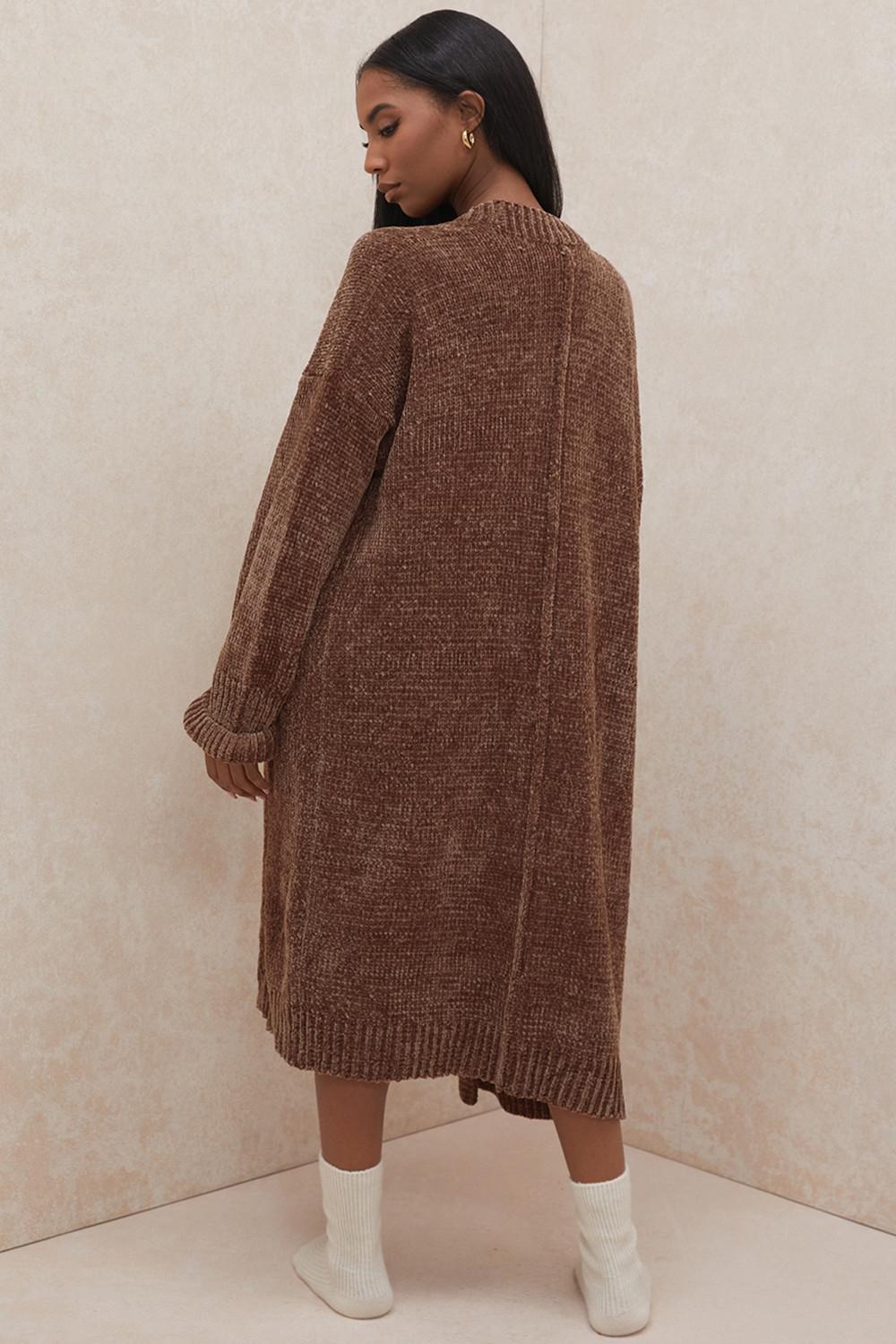 Celine Chocolate Chenille Slouchy Cardigan Product Image