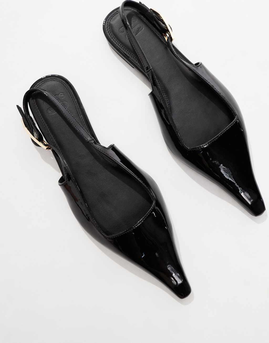 ASOS DESIGN Leash slingback ballet flats in black Product Image