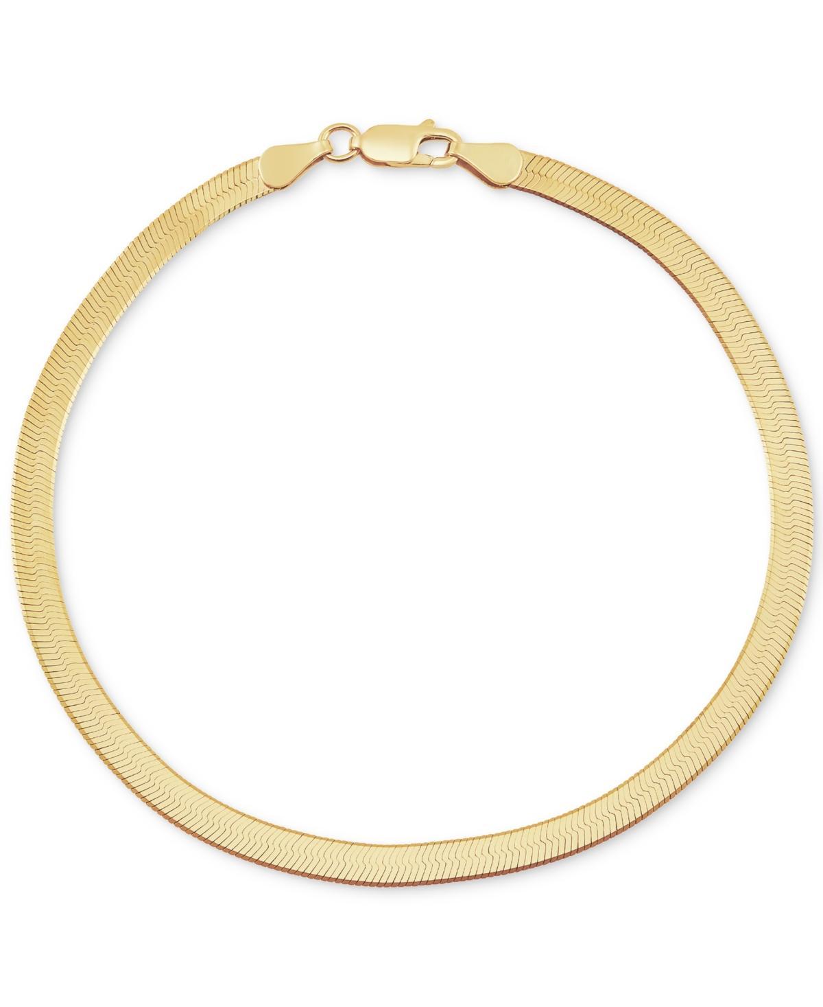 Mens Polished & Beveled Herringbone Link Chain Bracelet in 18k Gold-Plated Sterling Silver &Sterling Silver Product Image