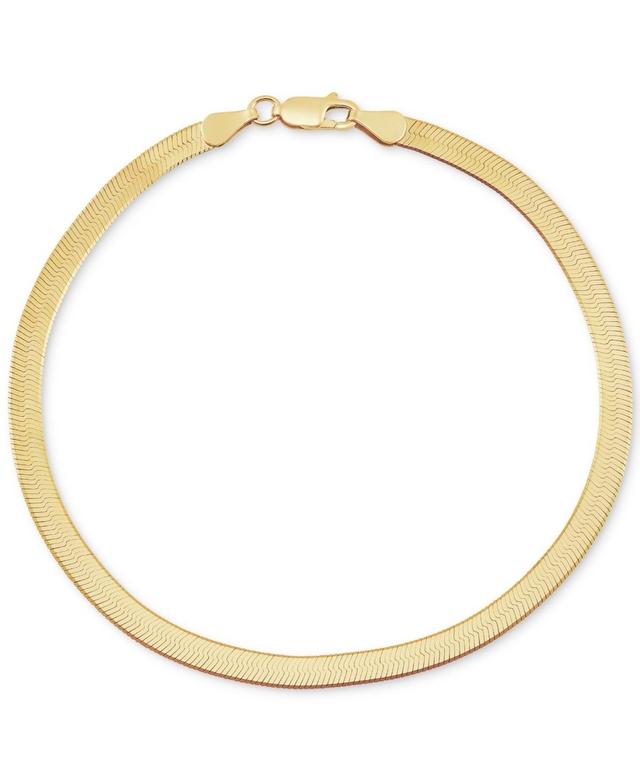 Mens Polished & Beveled Herringbone Link Chain Bracelet in 18k Gold-Plated Sterling Silver &Sterling Silver Product Image