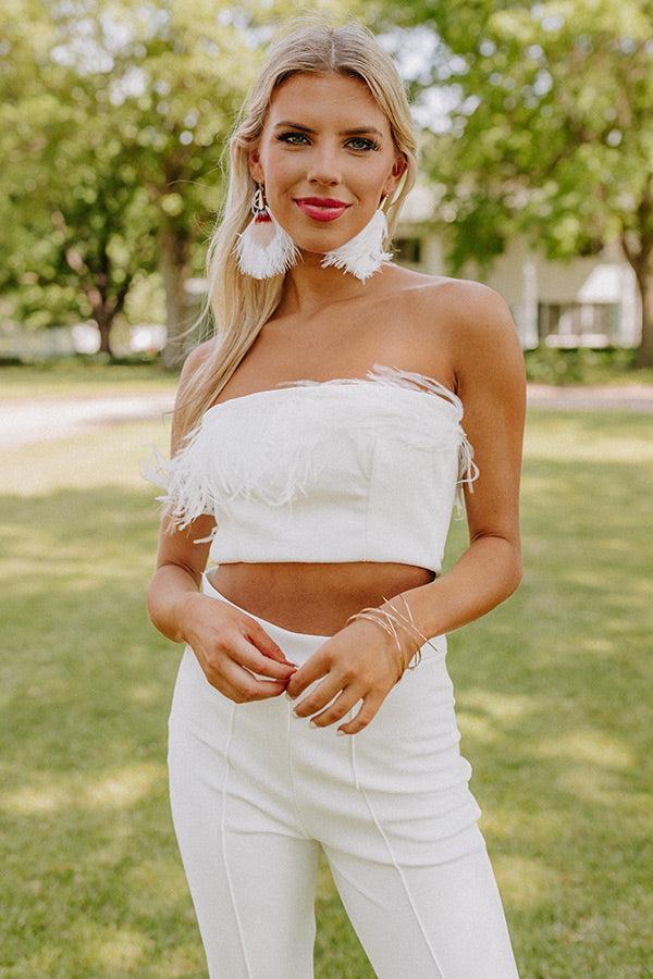 The Rixy Feather Crop Top In Cream Product Image