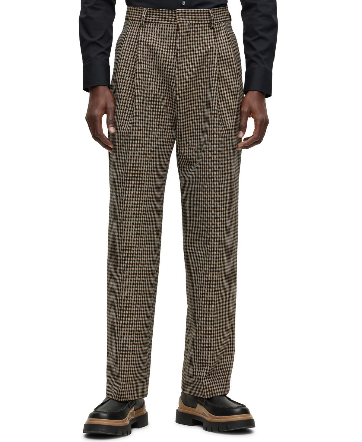 Boss by Hugo Boss Mens Relaxed-Fit Checked Trousers product image