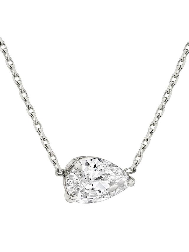 Womens 14K White Gold & Pear-Cut Lab-Grown Diamond Pendant Necklace - White Gold - Size 18 Product Image