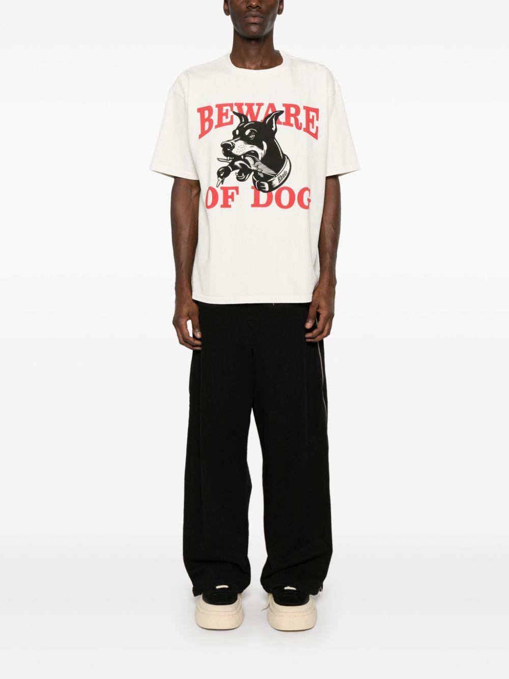 RHUDE Warning Logo Tee In White Product Image