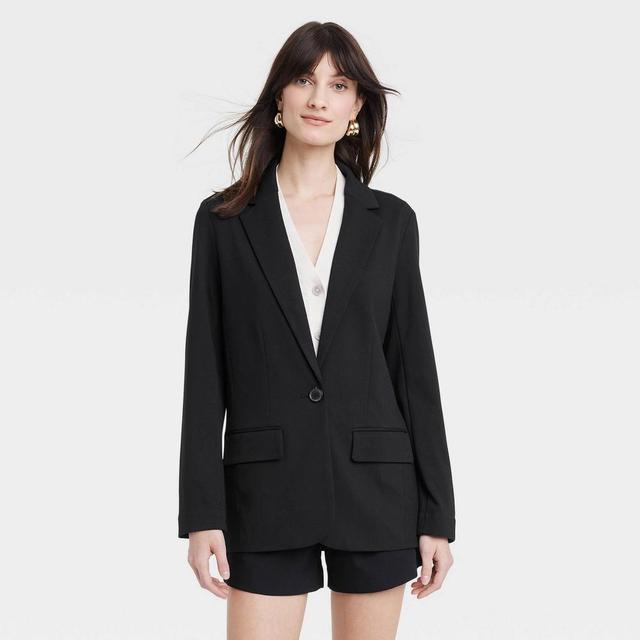 Women's Ponte Blazer - A New Day™ Black XL Product Image