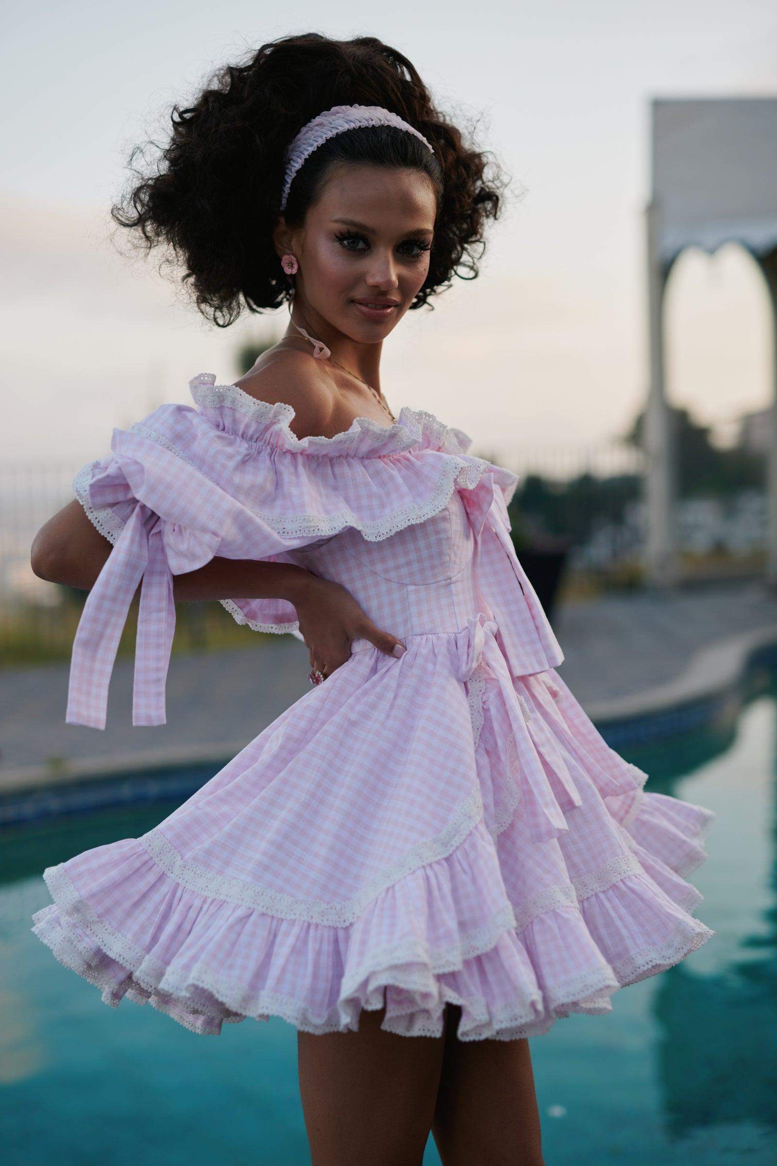 The Pink Gingham Mini Carriage Dress Product Image