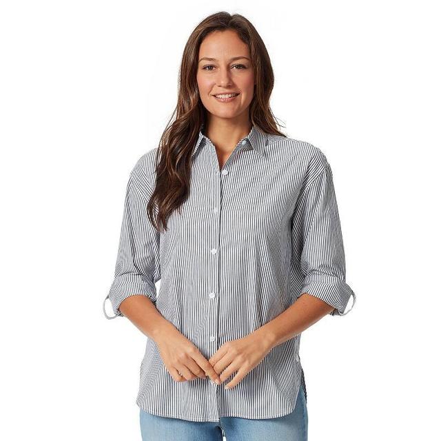 Womens Gloria Vanderbilt Amanda Button Down Shirt Marine Blue Stripe Product Image