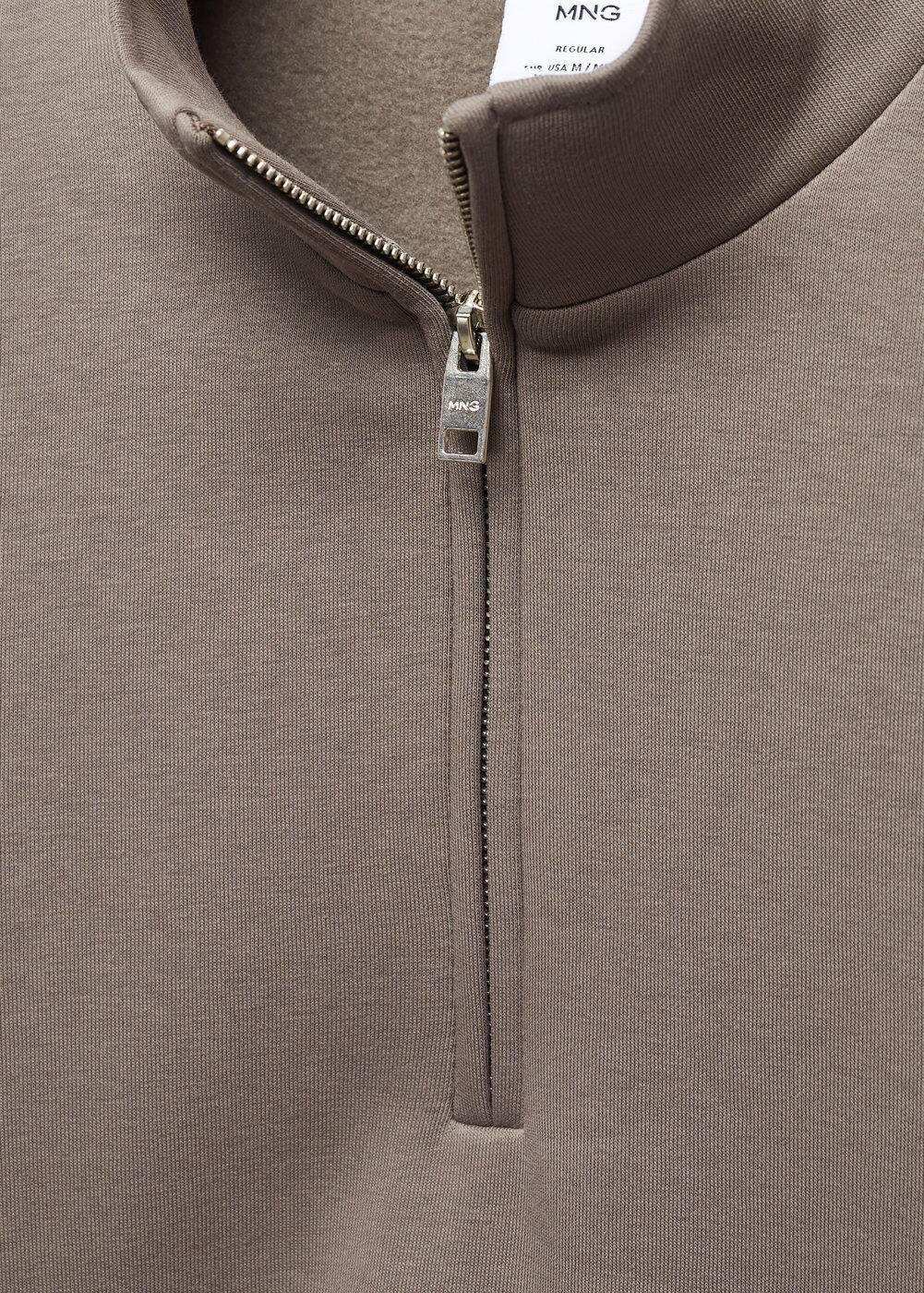 MANGO MAN - Cotton sweatshirt with zipper neck mink greyMen Product Image