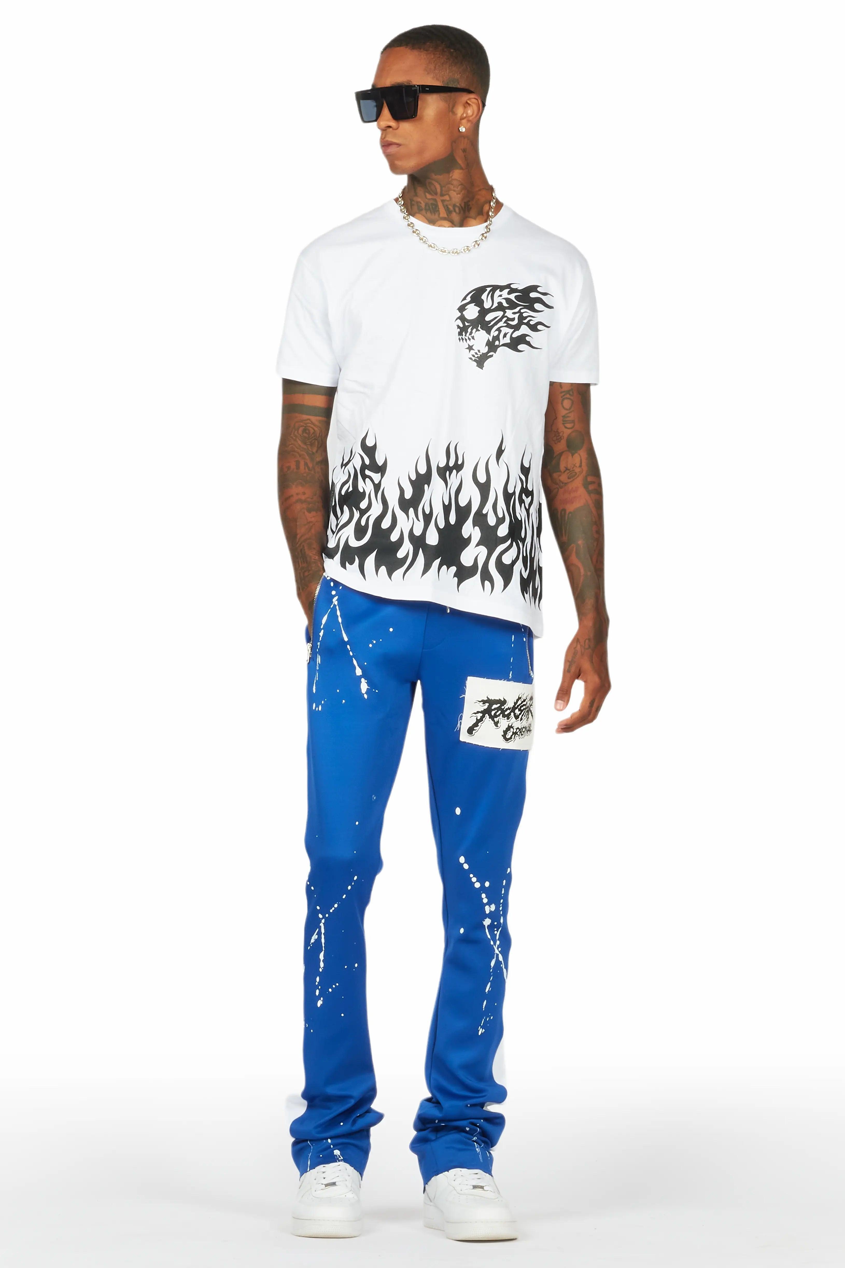 Bubble White/Royal T-Shirt/Stacked Flare Track Set Male Product Image