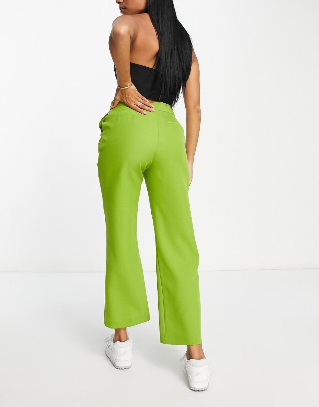 ASOS DESIGN hourglass straight ankle suit pants in olive Product Image