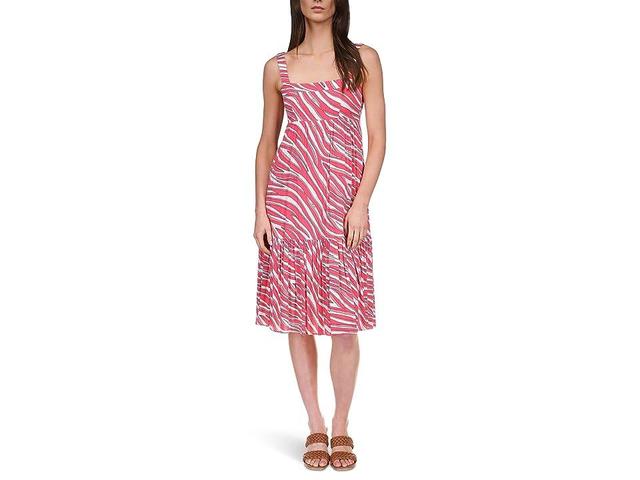 MICHAEL Michael Kors Large Soft Zebra Midi Dress (Geranium) Women's Dress Product Image