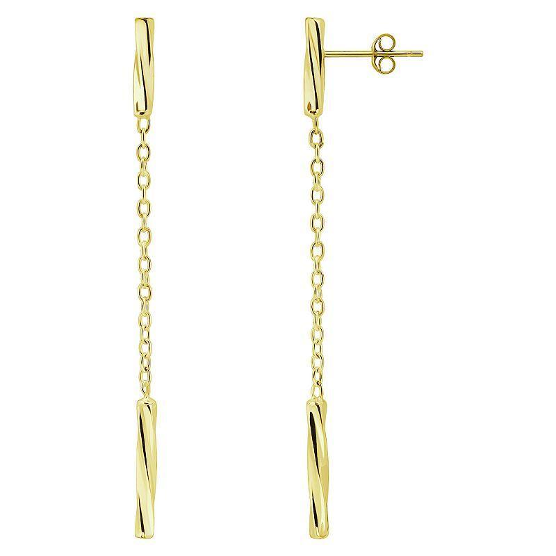 Aleure Precioso Chain & Twisted Bar Drop Earrings, Womens, Gold Tone Product Image