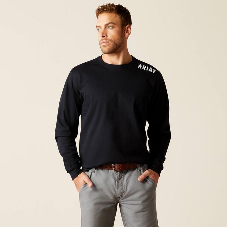 Ariat® Men's L/S Black FR Work Hard Live Free T-Shirt Product Image