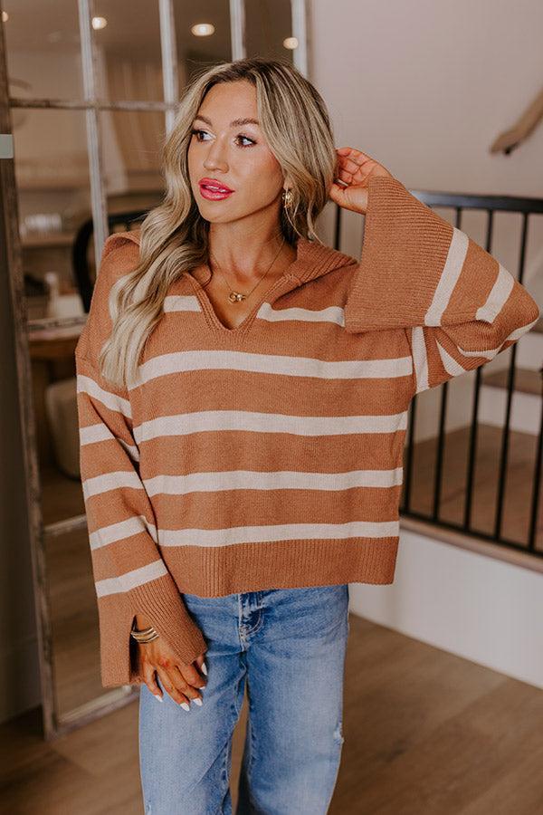 Fill Up Your Cup Stripe Sweater In Iced Mocha Product Image