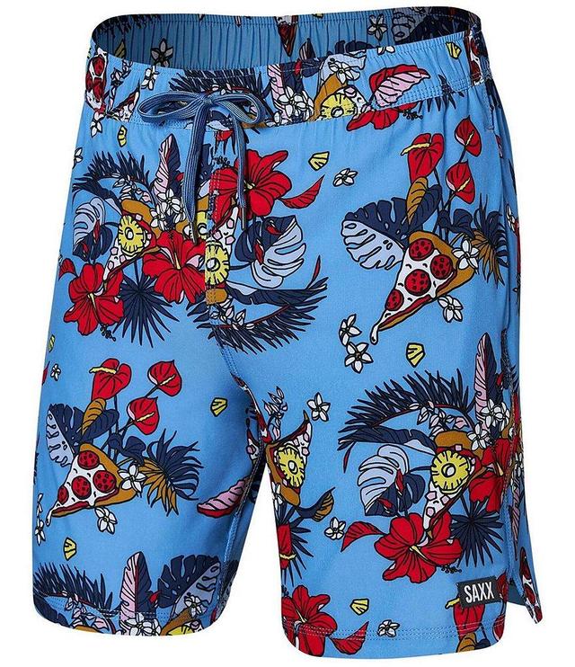 SAXX Oh Buoy Two-In-One Hawaiian Pizza Party 7#double; Inseam Volley Shorts Product Image