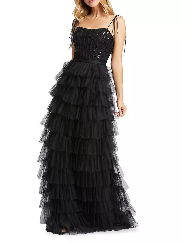 Womens Ieena Tiered Tulle & Sequin Gown Product Image